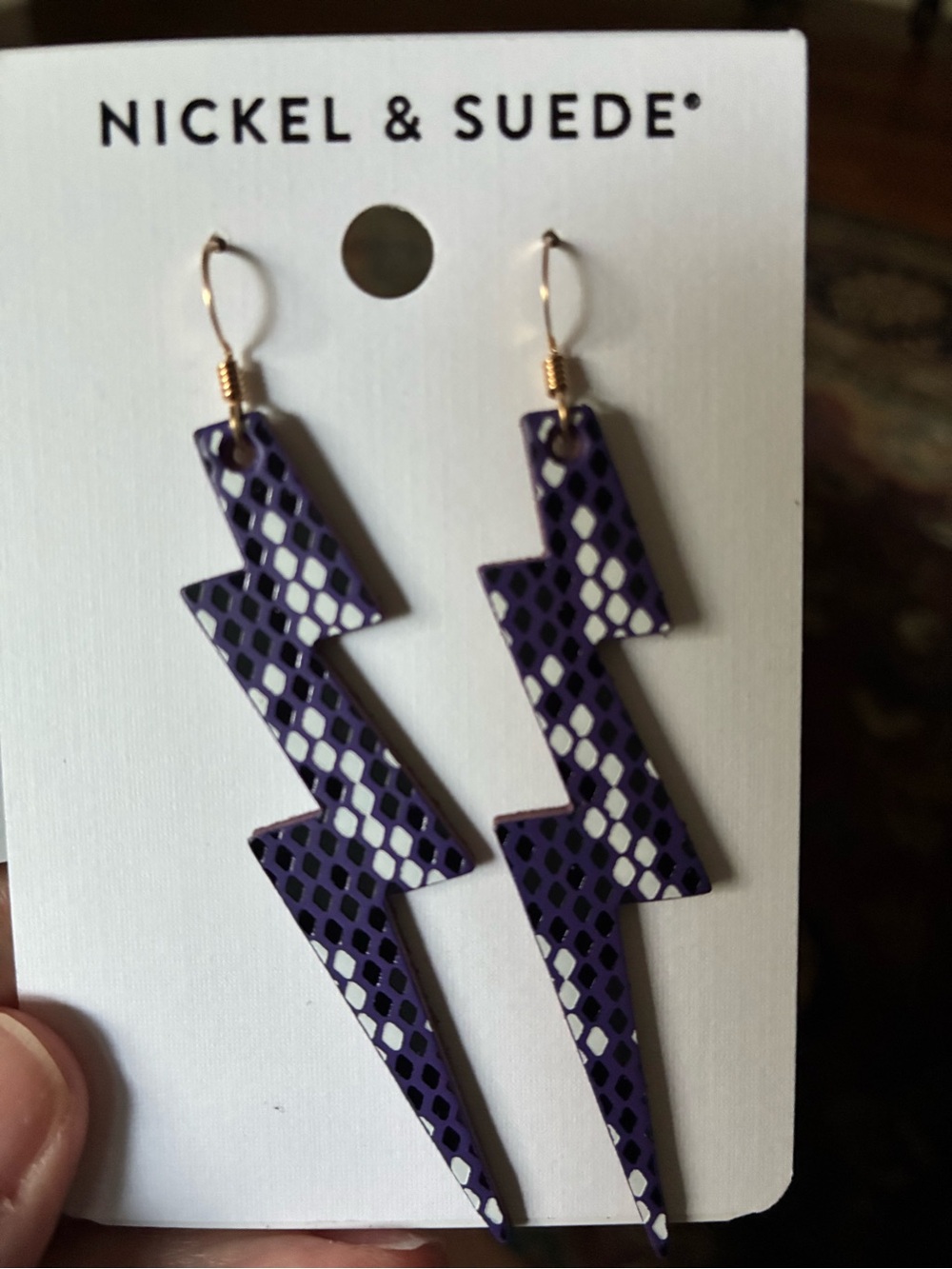 Purple Lightning Bolt Dangle Earrings